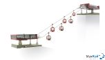 Seilbahn D-Line Set rot/schwarz mit 6 Omega V Gondeln und 1 Stütze 1:87