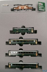 5-teiliges Set RhB Ge 6/6 I 415 "Krokodil" mit Personenwagen EW I und Gepäckwagen
