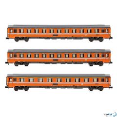 3-teiliges Set FS Reisezugwagen Eurofima 1x A+2x B orange Ep. IV-V 