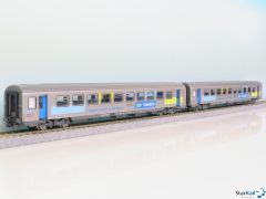 2-teiliges Set SNCF Personenwagen Corail 2. Klasse Fluo Grand Est Ep. VI