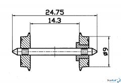 Gleichstrom-Radsatz 9 mm 2 Stück 