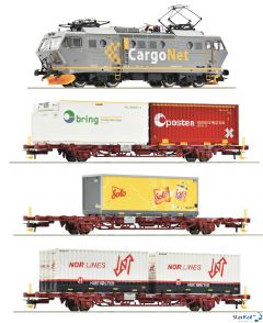 4-teiliges Set Elektrolokomotive CargoNet EL 16 mit Güterzug Digital Sound